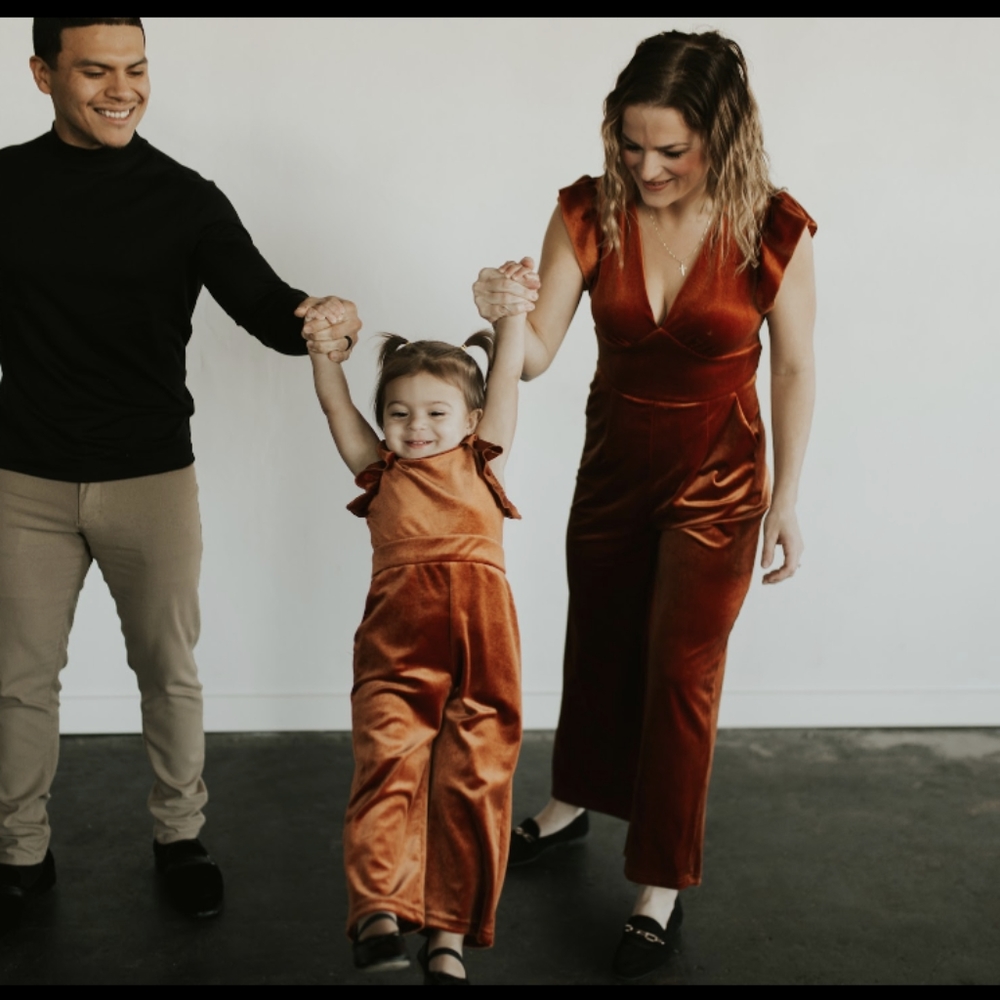 MATCHING MOMMY AND ME VELVET PANT ROMPERS